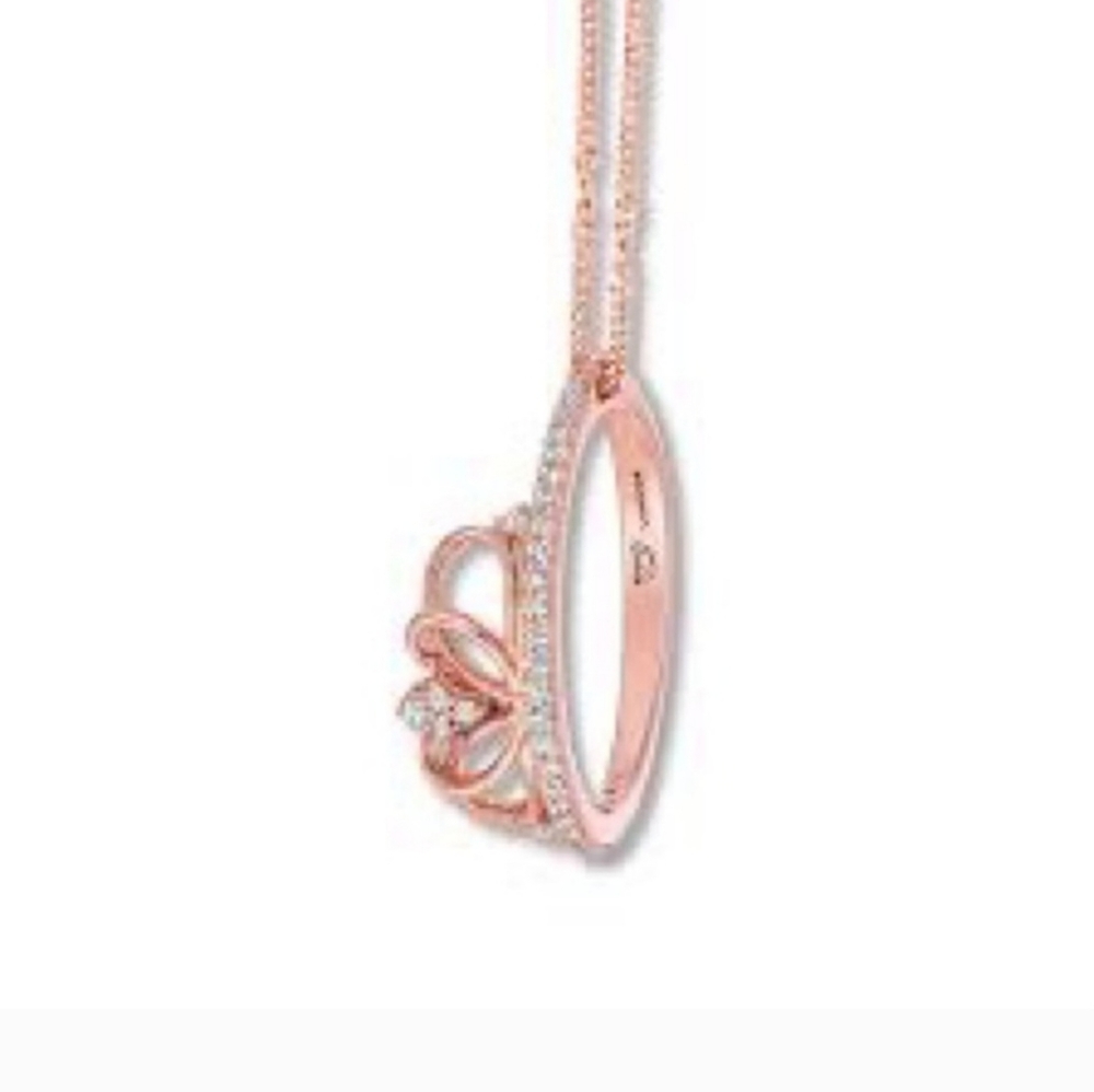 Solid 10k Rose Gold Emmy London Diamond Crown Ring W/Gorgeous Chain 💝